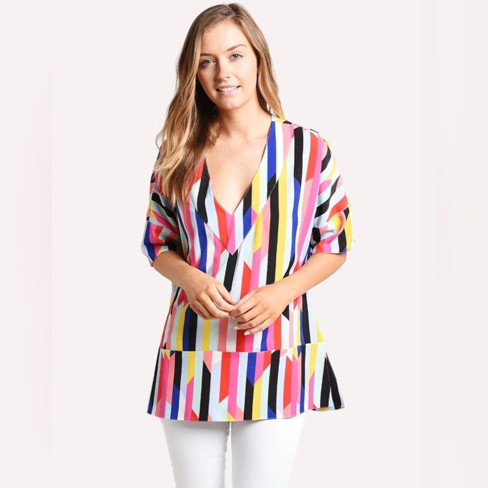 Crosby by Mollie Burch Multicolor Vneck Suzie Tunic Sz XS